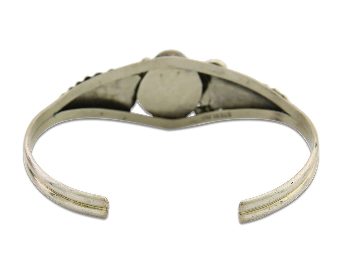 Navajo Bracelet 925 Silver Cuff Turquoise Handmade Native Artist C.80's