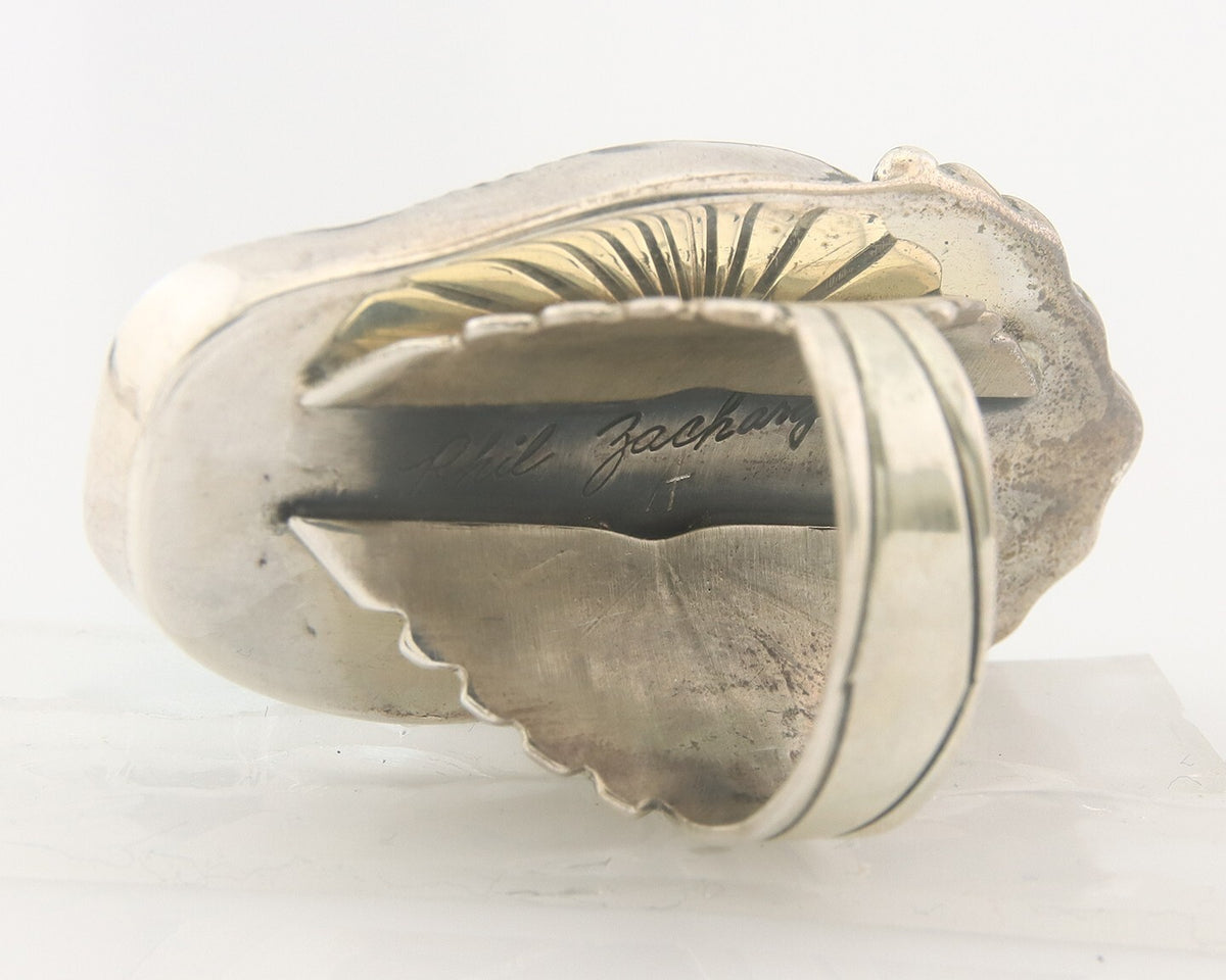Vintage Navajo Ring 925 Sterling Authentic Turquoise Signed Phil Zachary Sz 8.0