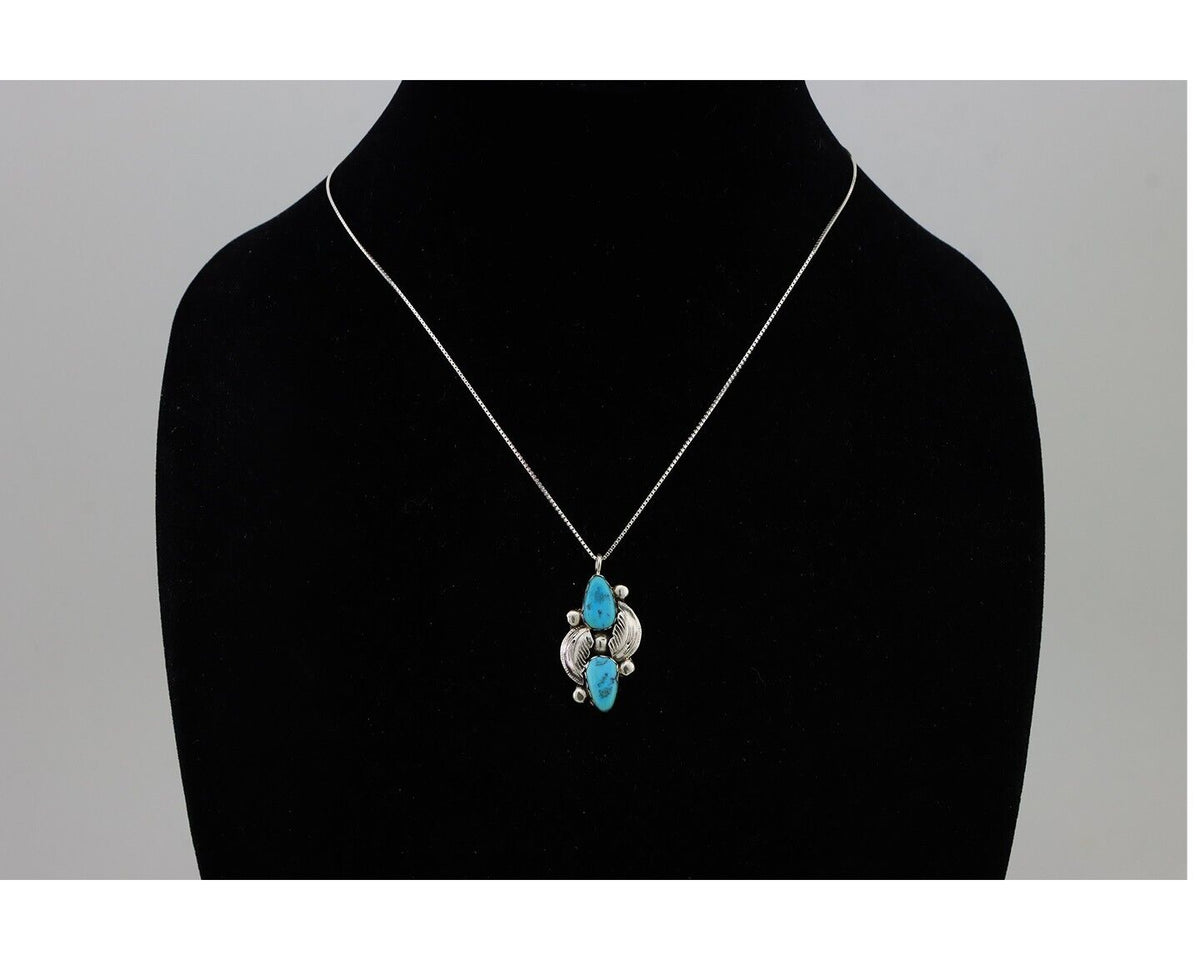 Navajo Turquoise Handmade Necklace 925 Silver Simplicio C.80s