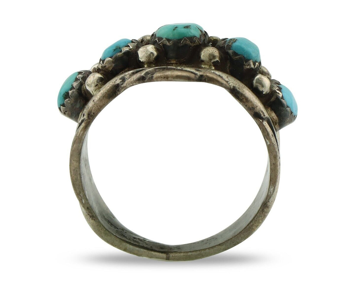 Zuni Ring .925 Silver Natural Sleeping Beauty Turquoise Native Artist C.80's