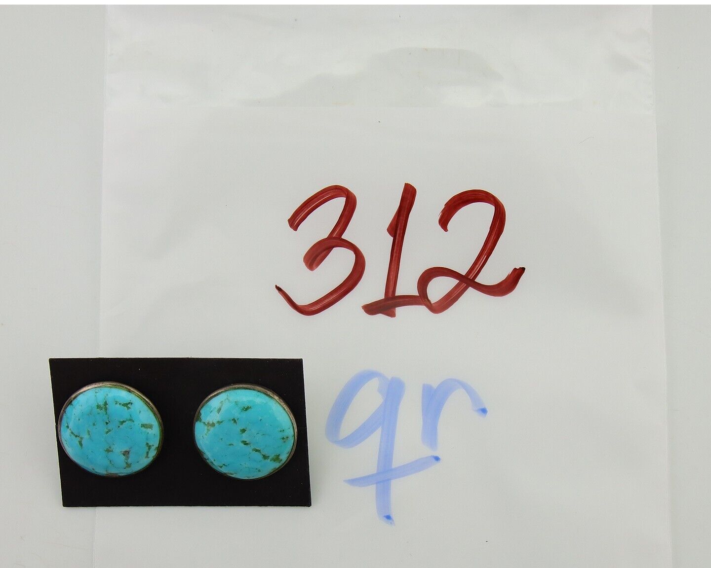 Navajo Shield Natural Turquoise Earrings 925 Silver Native American Artist C.80s