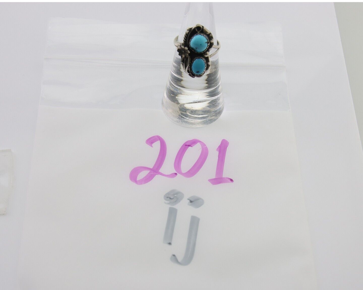 Navajo Ring 925 Silver Natural Blue Turquoise Artist Signed SC C.80's Size 5.75