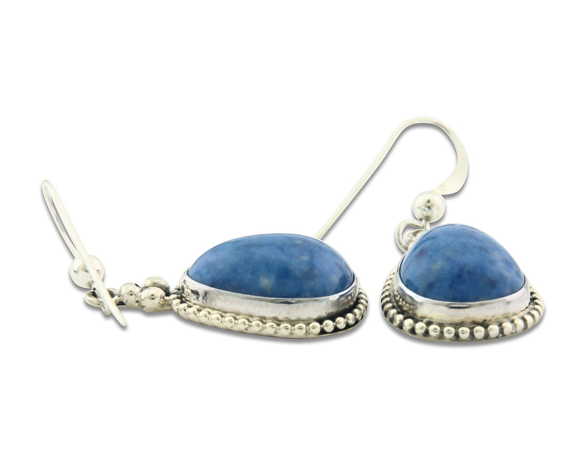 Navajo Earrings Sterling Silver Lapis Vintage Authentic Signed M