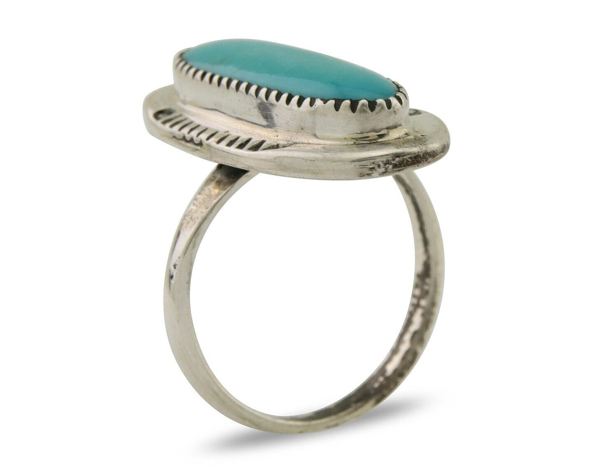 Navajo Ring 925 Silver Blue Turquoise Artist Signed SE C.80's