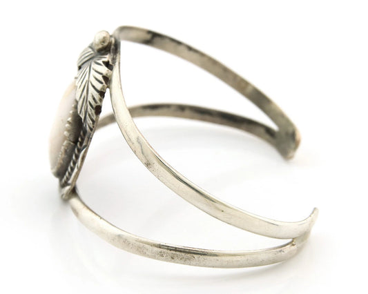 Navajo Cuff Bracelet Sterling Silver Authentic Pink Muscle Artist Signed