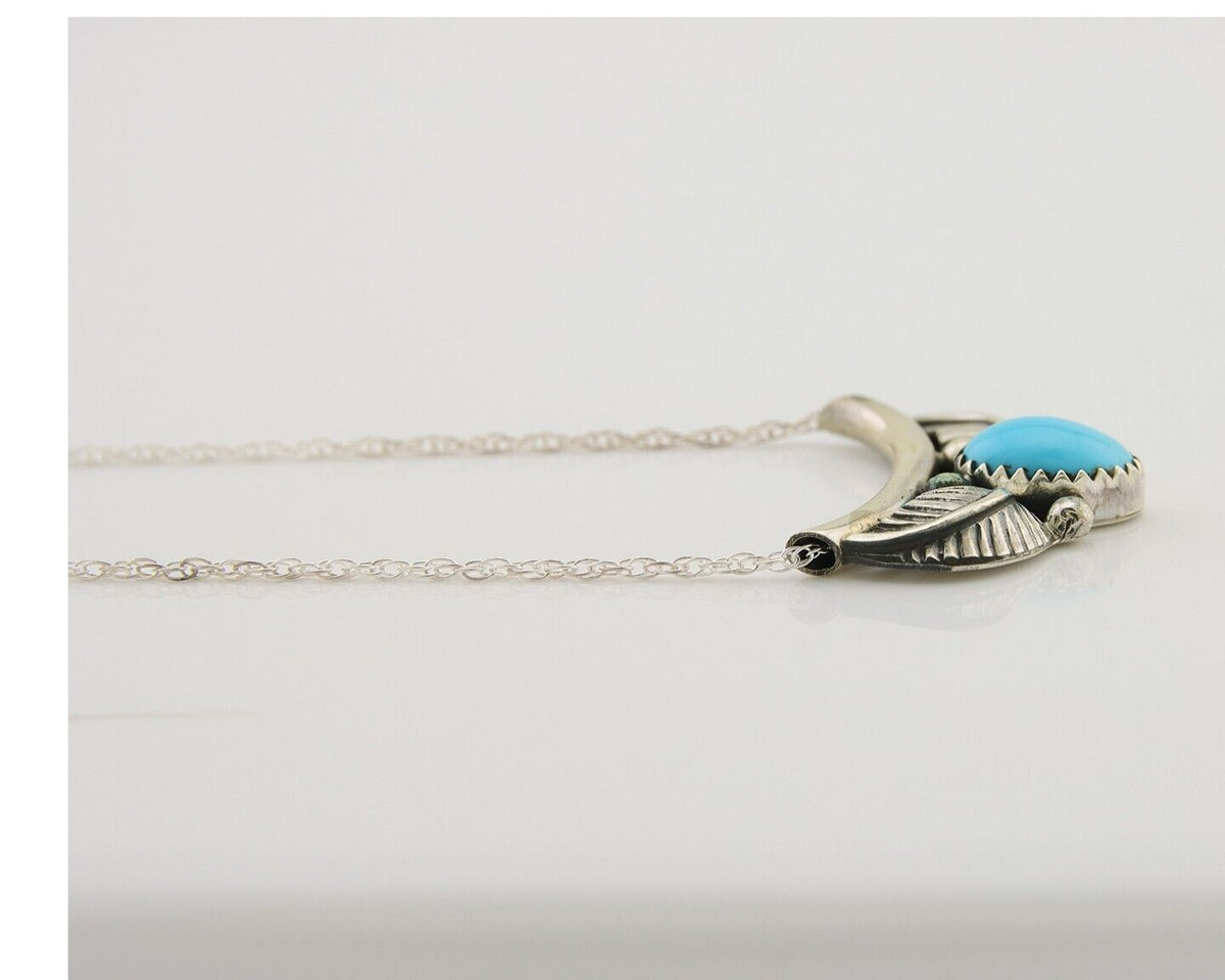Navajo Turquoise Necklace 925 Silver Signed Eugene Belone C.80's