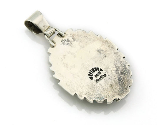 Navajo Pendant 925 Sterling Silver Natural Gemstones Vintage Signed Rabbit Stick