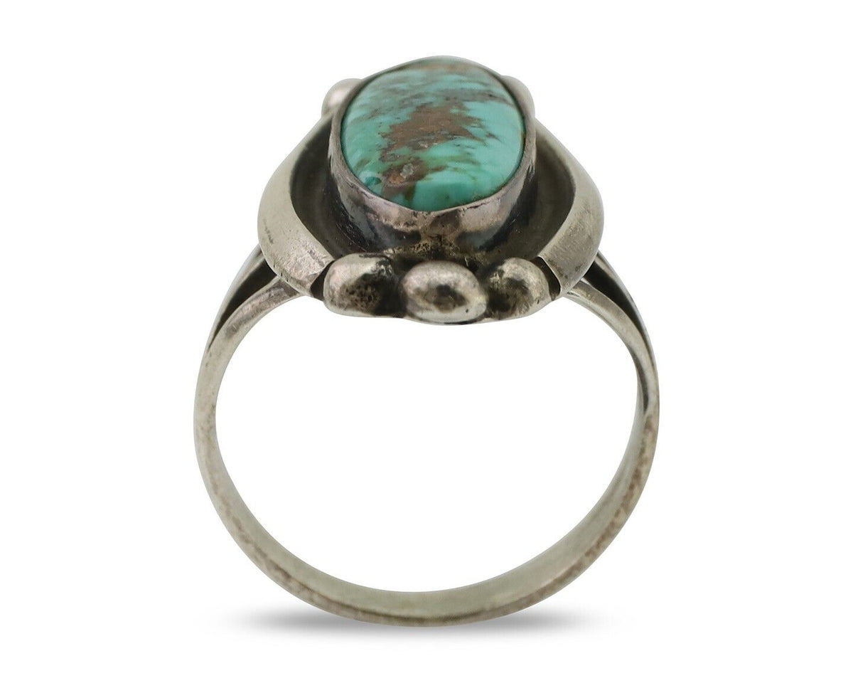 Navajo Royston Turquoise Ring 925 Silver Native Artist Signed Sunrise C.80's