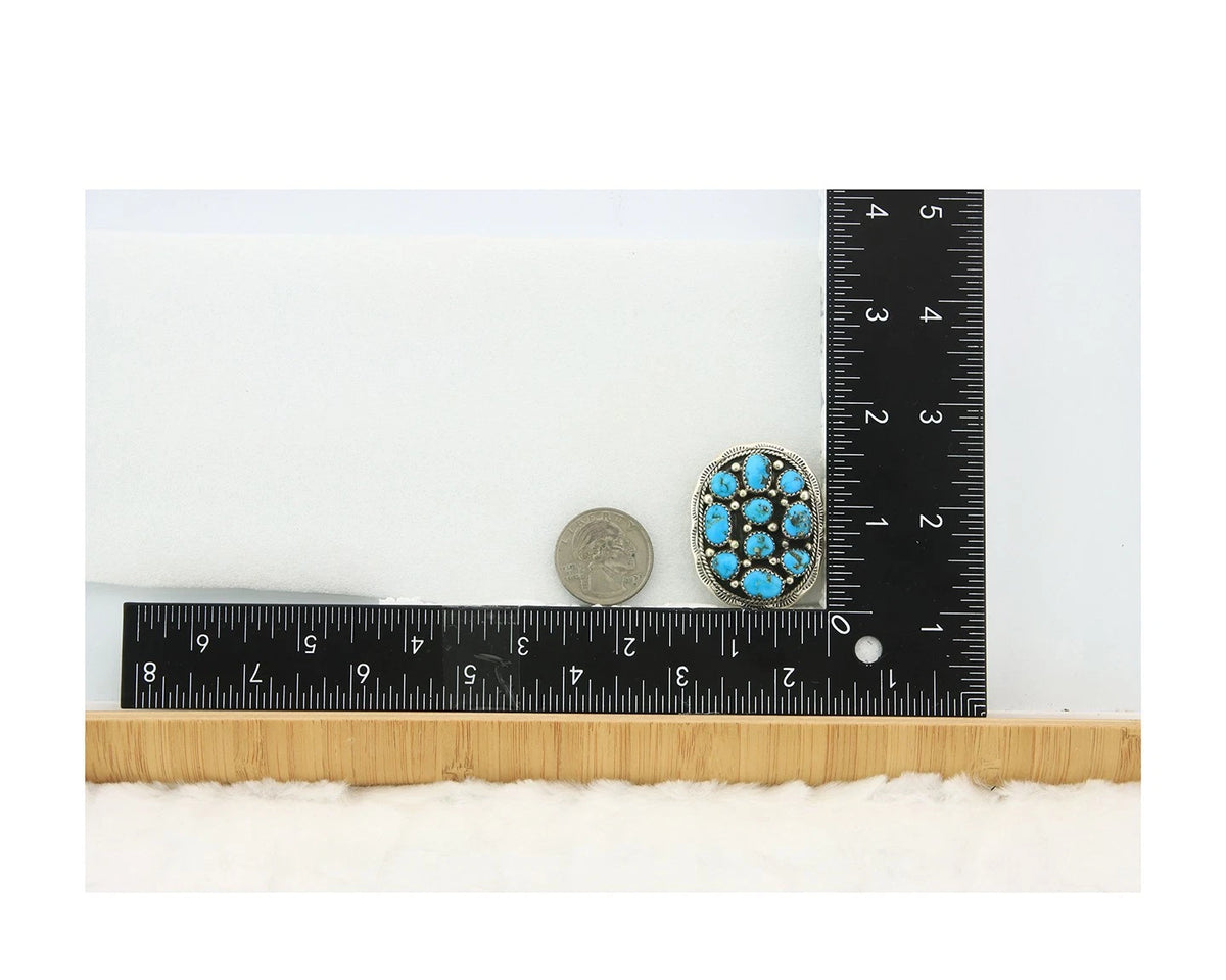 Navajo Handmade Pin Sterling Silver Turquoise Vintage Native Artist