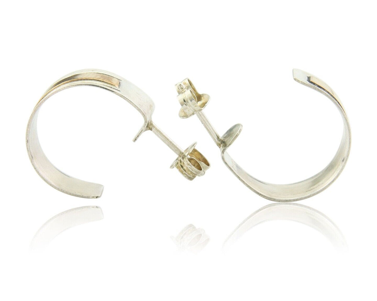 Navajo Hoop Earrings 925 Silver & Gold Native American Artist C.80's