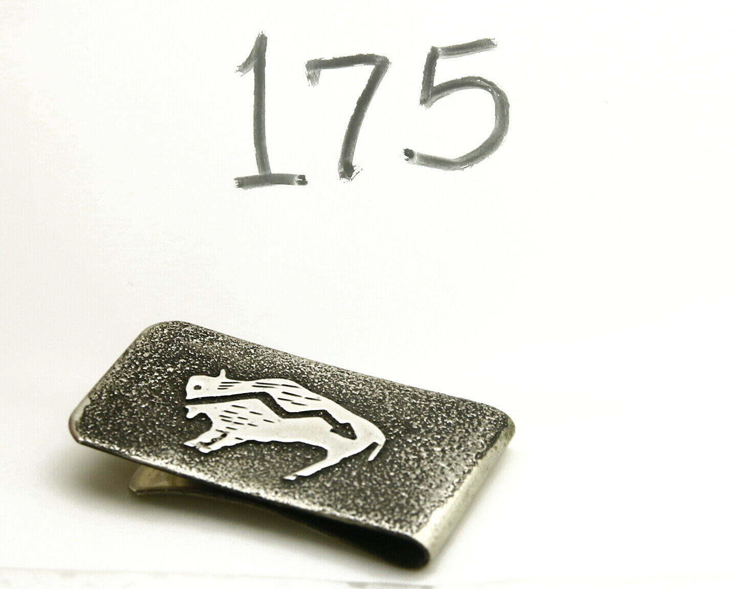 Navajo Money Clip .925 Silver & Nickle Hand Stamped Artist RB C.80's-90's