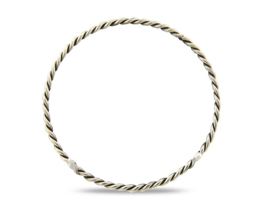 Navajo Bangle Bracelet 925 Silver Hand Stamped Twist Native American Artist C80s