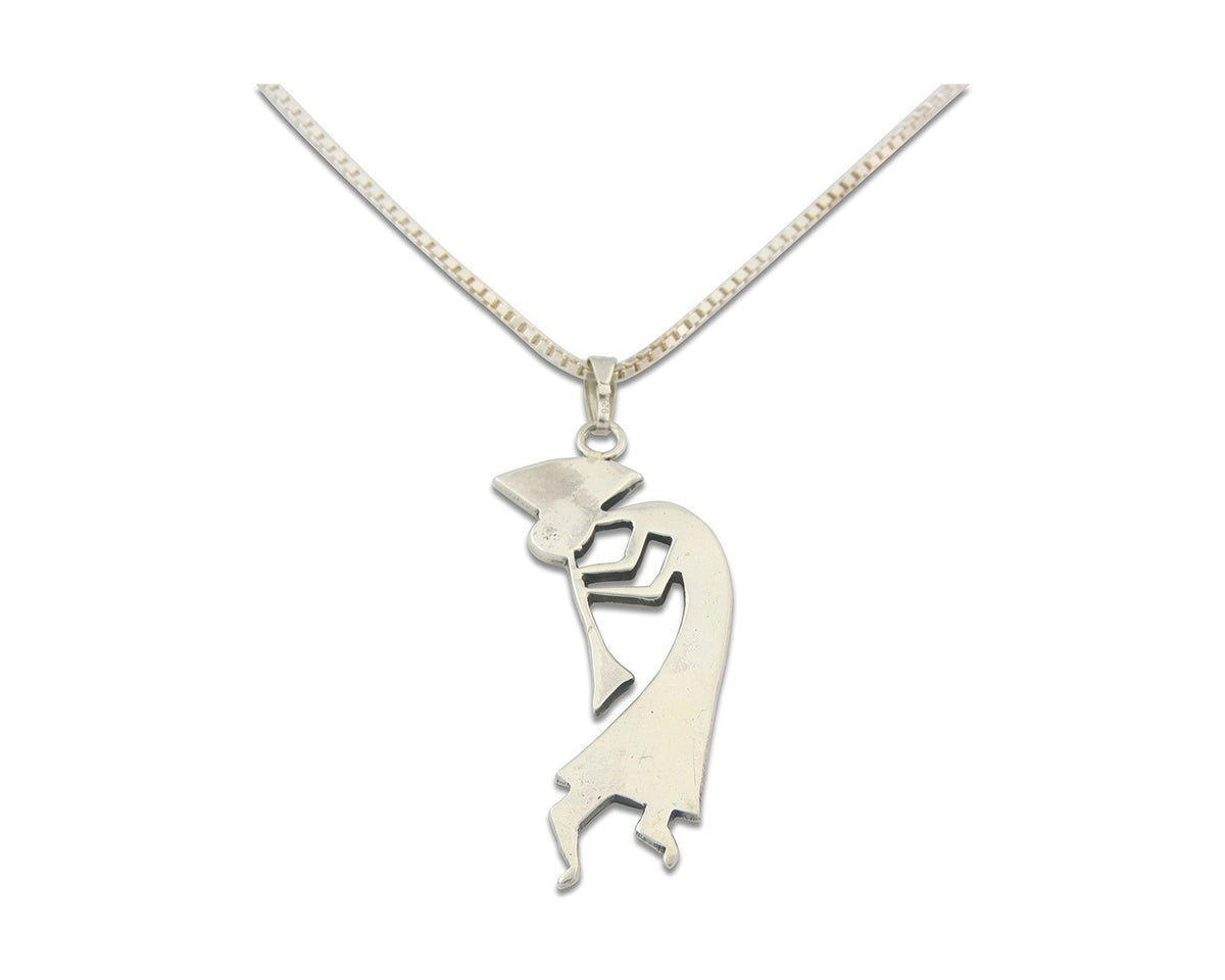 Navajo Kokopelli Necklace Sterling Silver Authentic Natural Gemstone