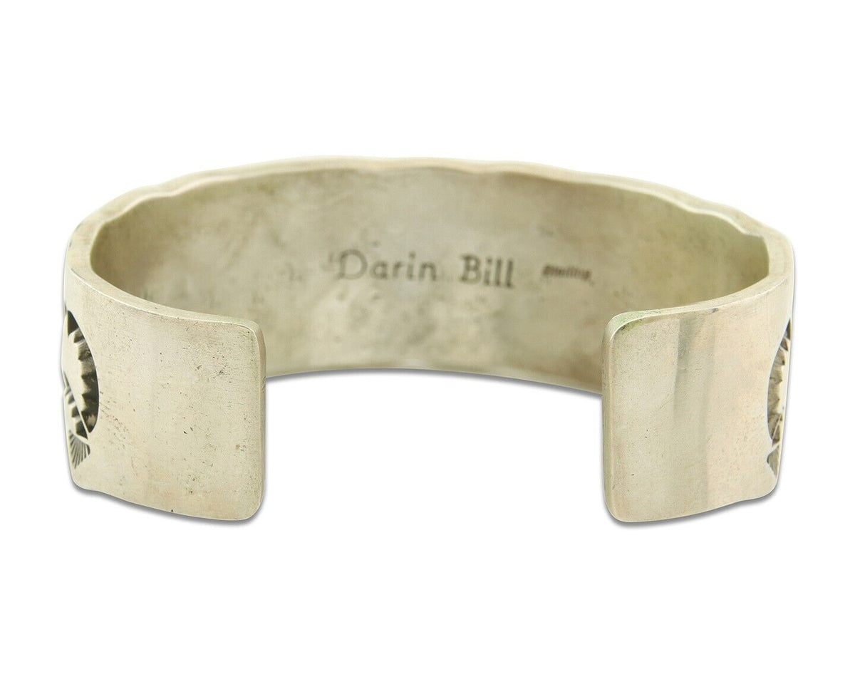 Navajo Bracelet 925 Silver Artist Signed Darin Bill Cuff C.80's