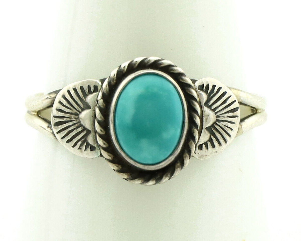 Navajo Ring 925 Silver Natural Blue Turquoise Native Artist C.80's