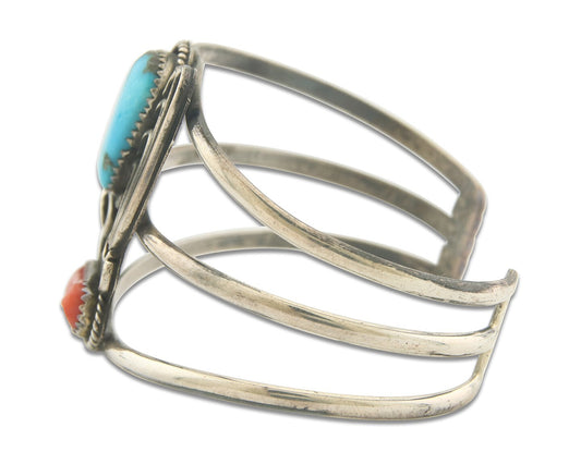Vintage Navajo Bracelet 925 Silver Handmade Authentic Gemstone Traditional