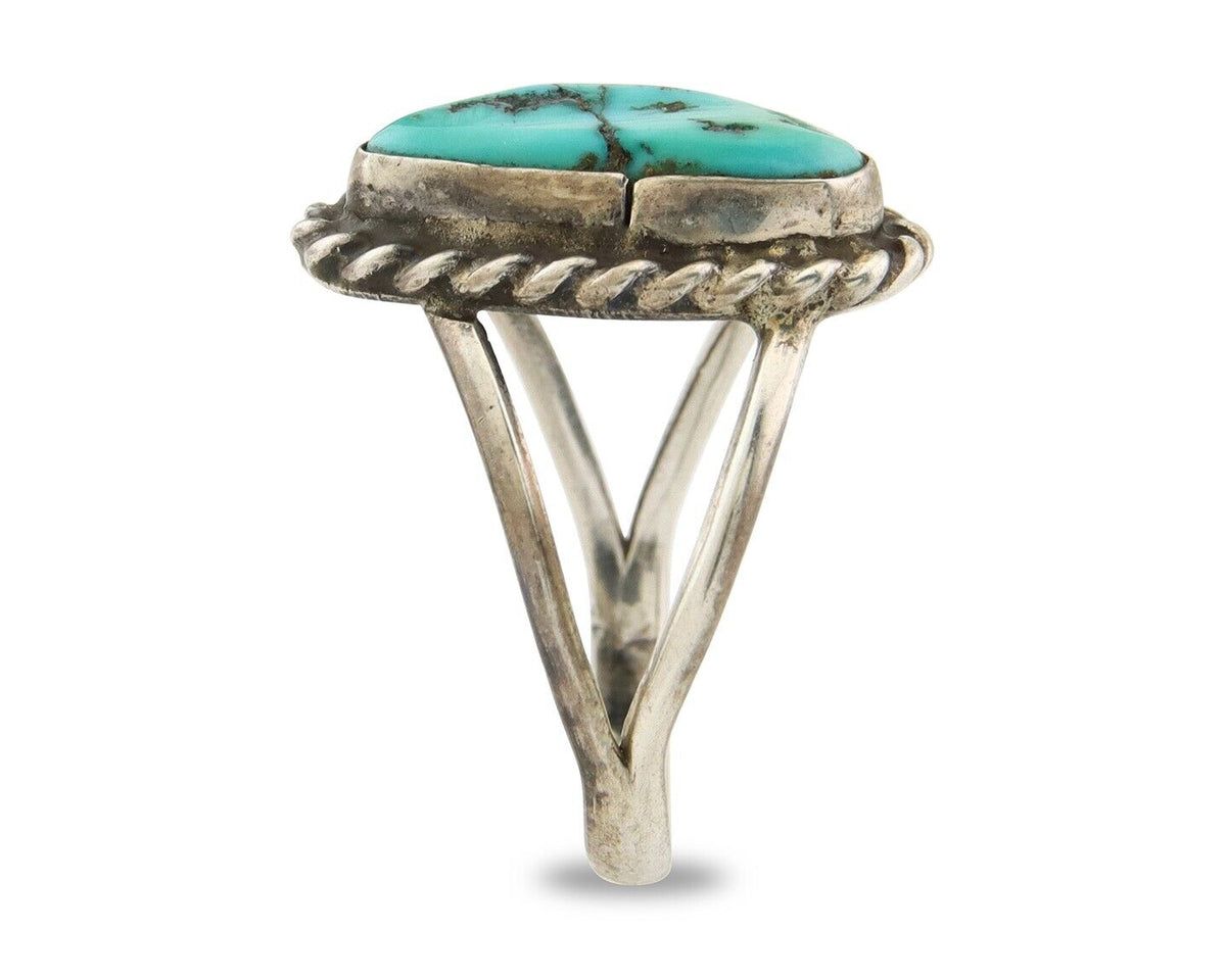 Navajo Ring 925 Sterling Natural Mined Arizona Turquoise C.80's Size 7.5