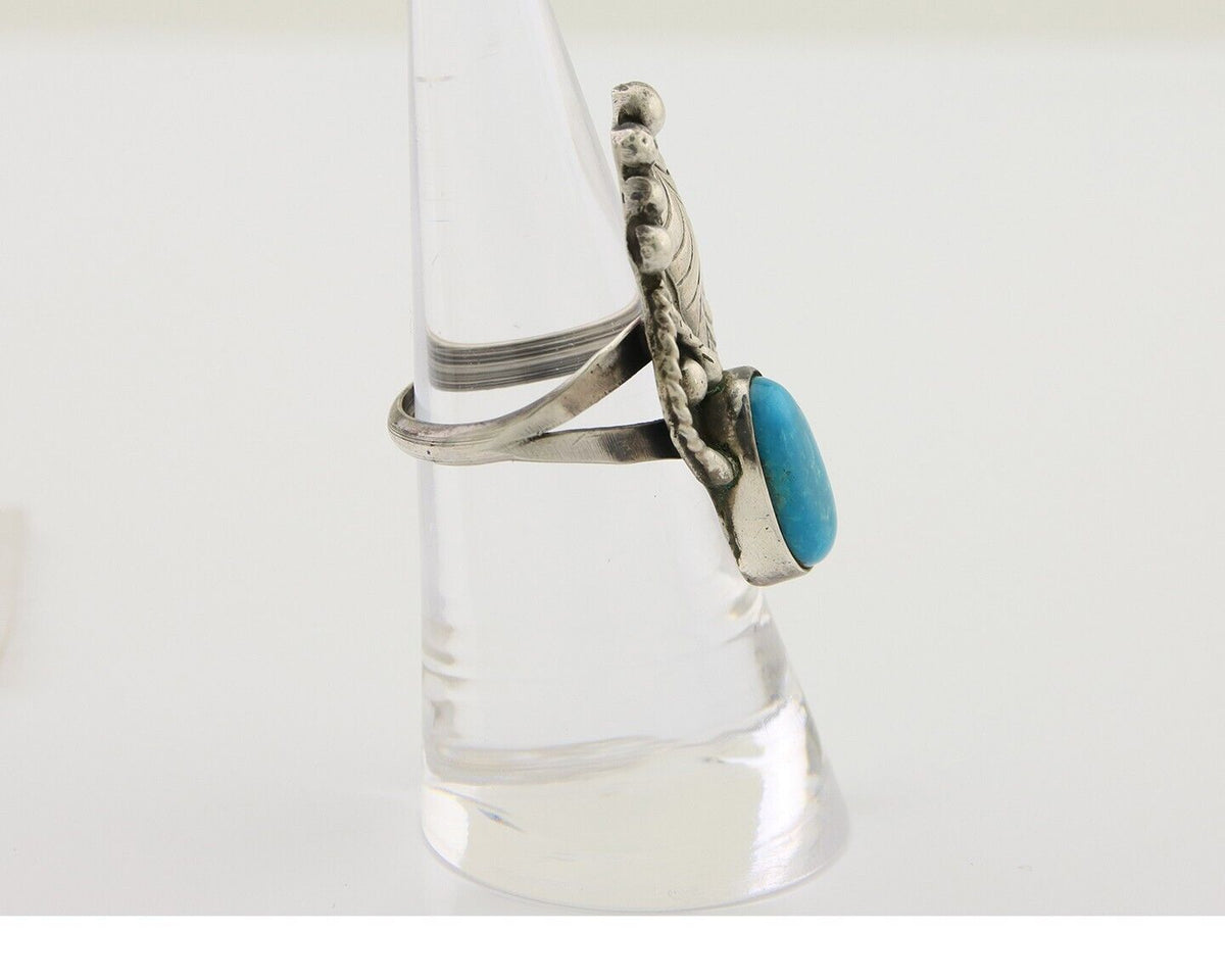 Navajo Handmade Ring 925 Silver Turquoise Signed Nila Johnson C.80's
