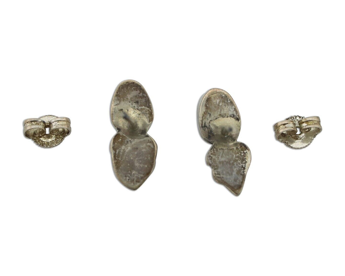 Zuni Earrings 925 Silver Natural Blue Turquoise Native American Artist C.80s