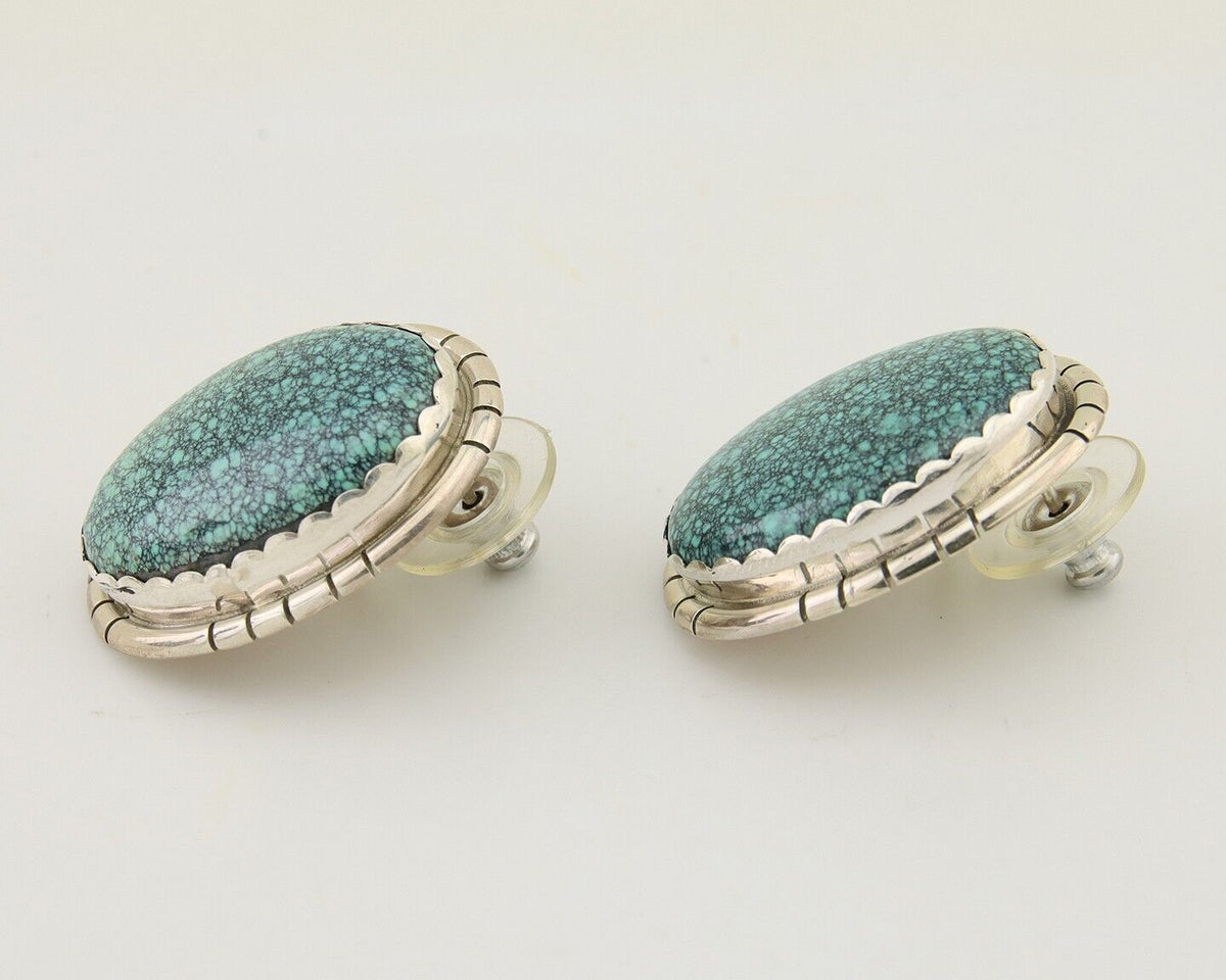 Navajo Earrings 925 Silver Mine 8 Turquoise Native American Artist C.80's
