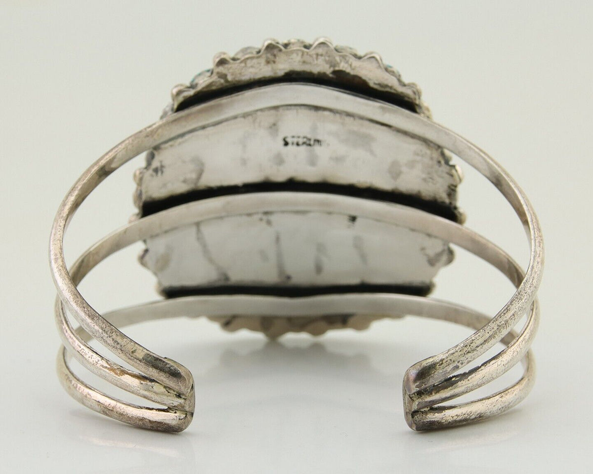 Navajo Bracelet 925 Silver Blue Turquoise Native American Artist C.80's