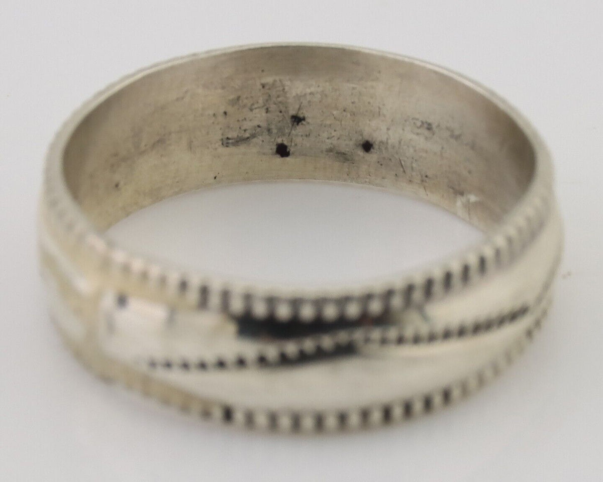 Navajo Hand Stamped Band 925 Silver 6.0 mm Native Artist Size 5.75 C.80's