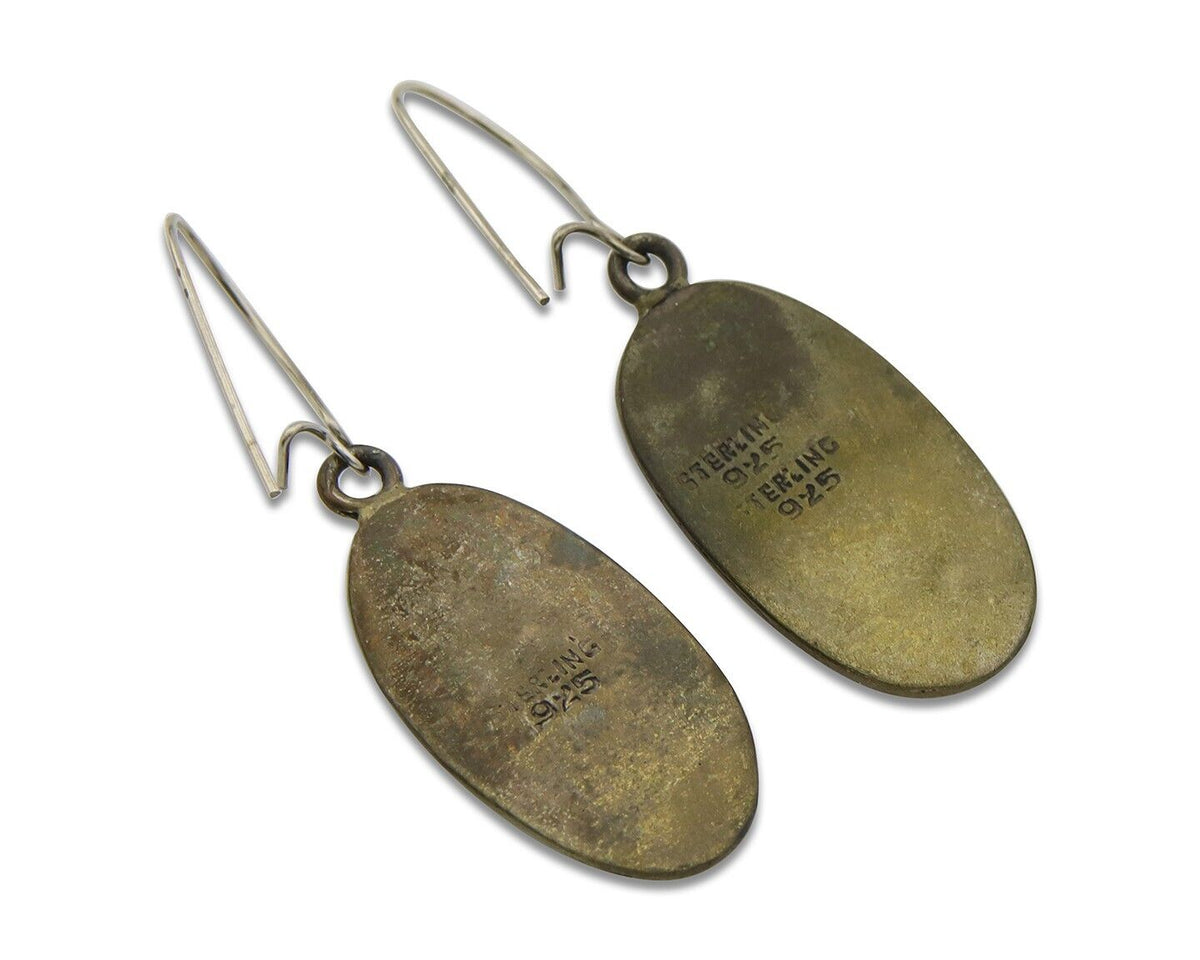 Navajo Earrings 925 Silver Handmade Natural Pink Mussel Native American Artist