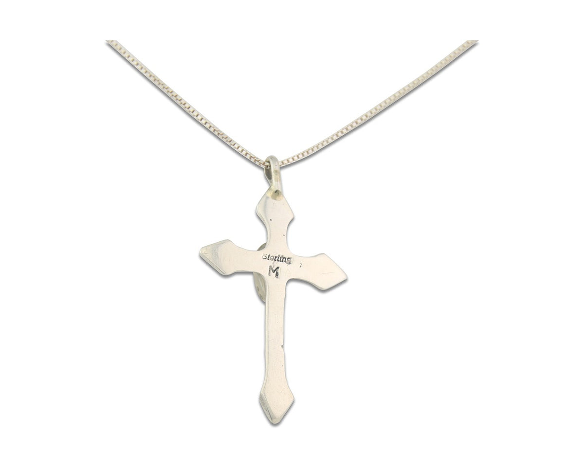 Navajo Cross Necklace Sterling Silver Authentic Natural Gemstones Signed M