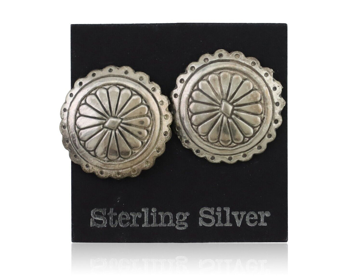 Navajo Small Shield Earrings 925 Silver Native American Artist C.80's