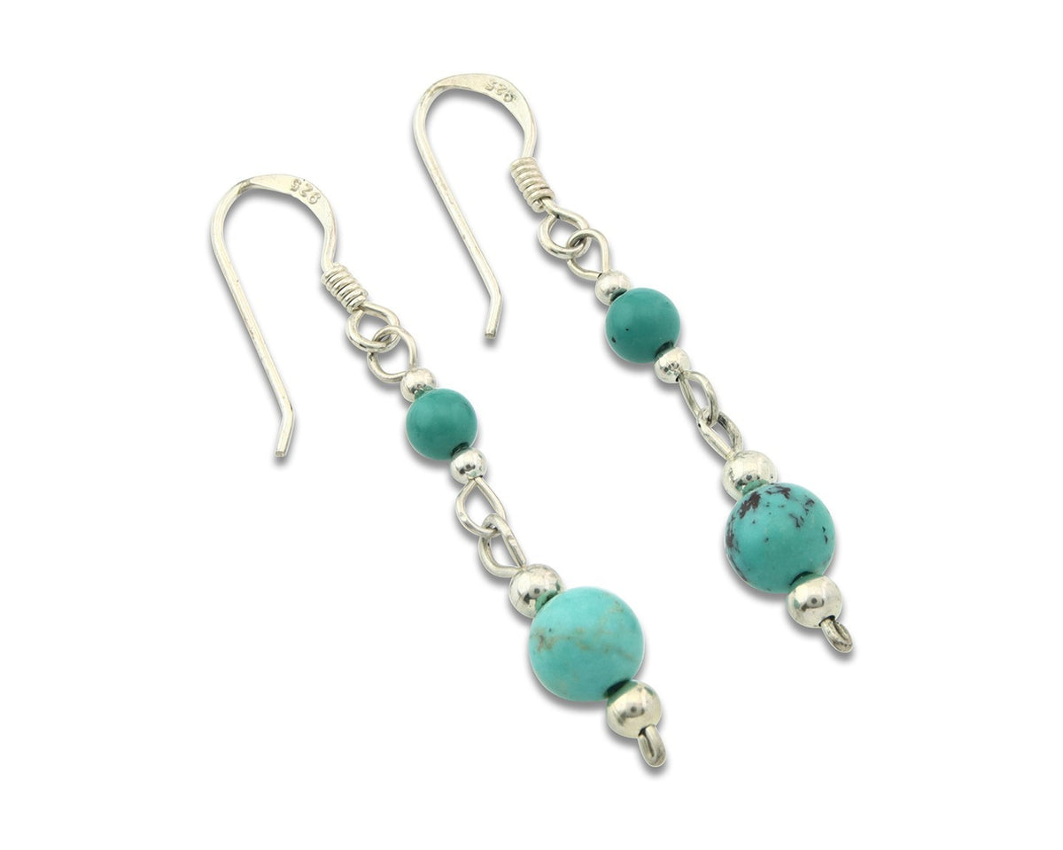 Navajo Earrings Sterling Silver Turquoise Vintage Dangle Handmade