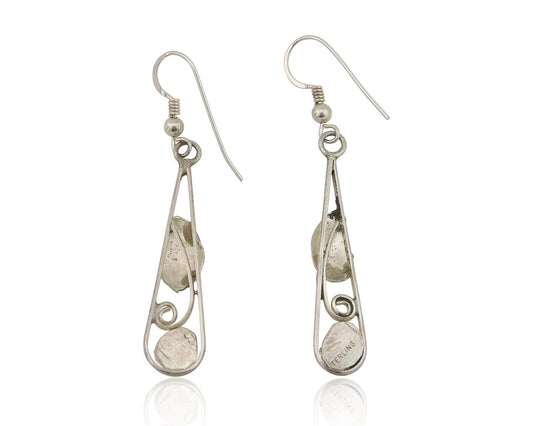 Navajo Dangle Earrings 925 Silver Natural Blue Turquoise Artist Signed JB C.80's