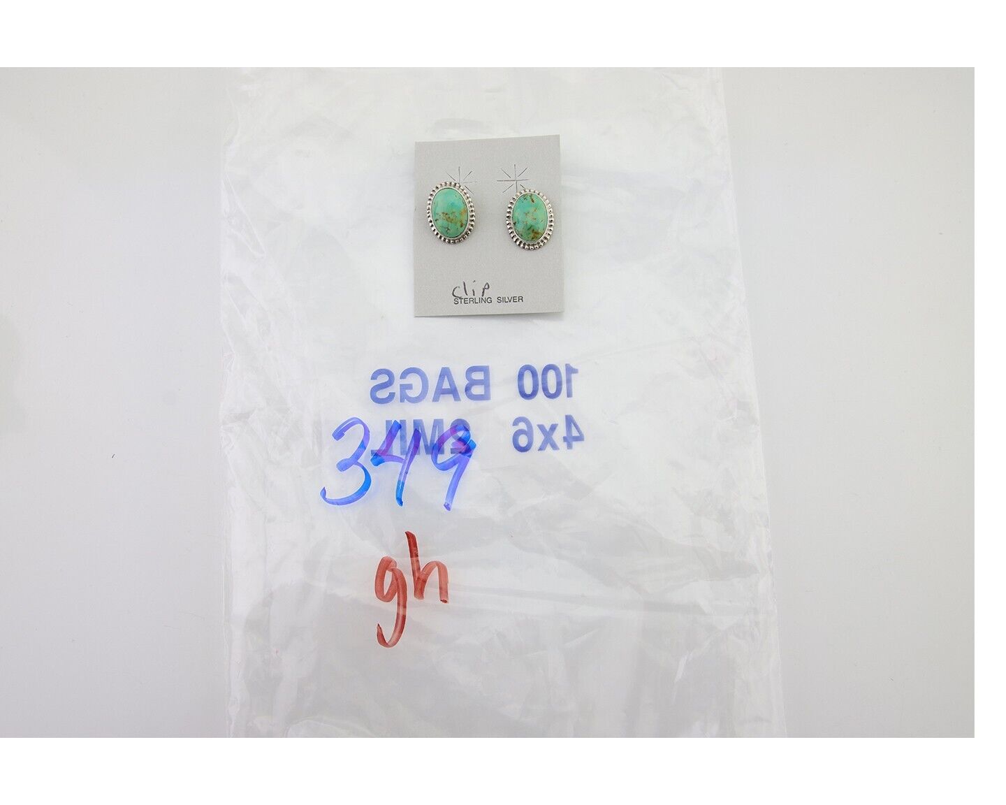 Navajo Stud Earrings 925 Silver Natural Turquoise Artist Signed M C.80's