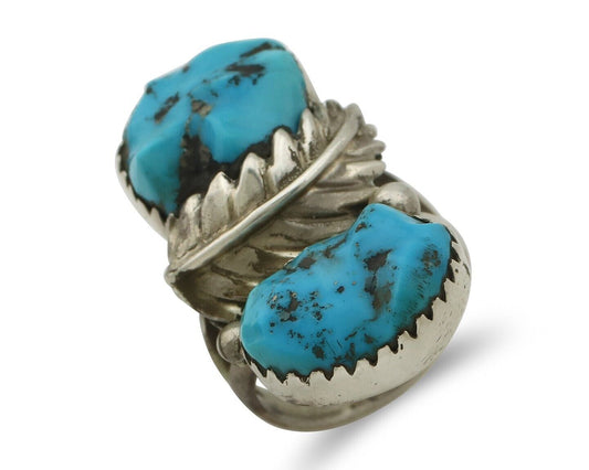 Zuni Ring 925 Silver Sleeping Beauty Turquoise Artist Signed SC C.80's