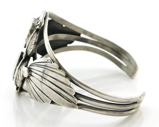 Navajo Cuff Bracelet 925 Sterling Silver Natural MOP Vintage Signed Platero