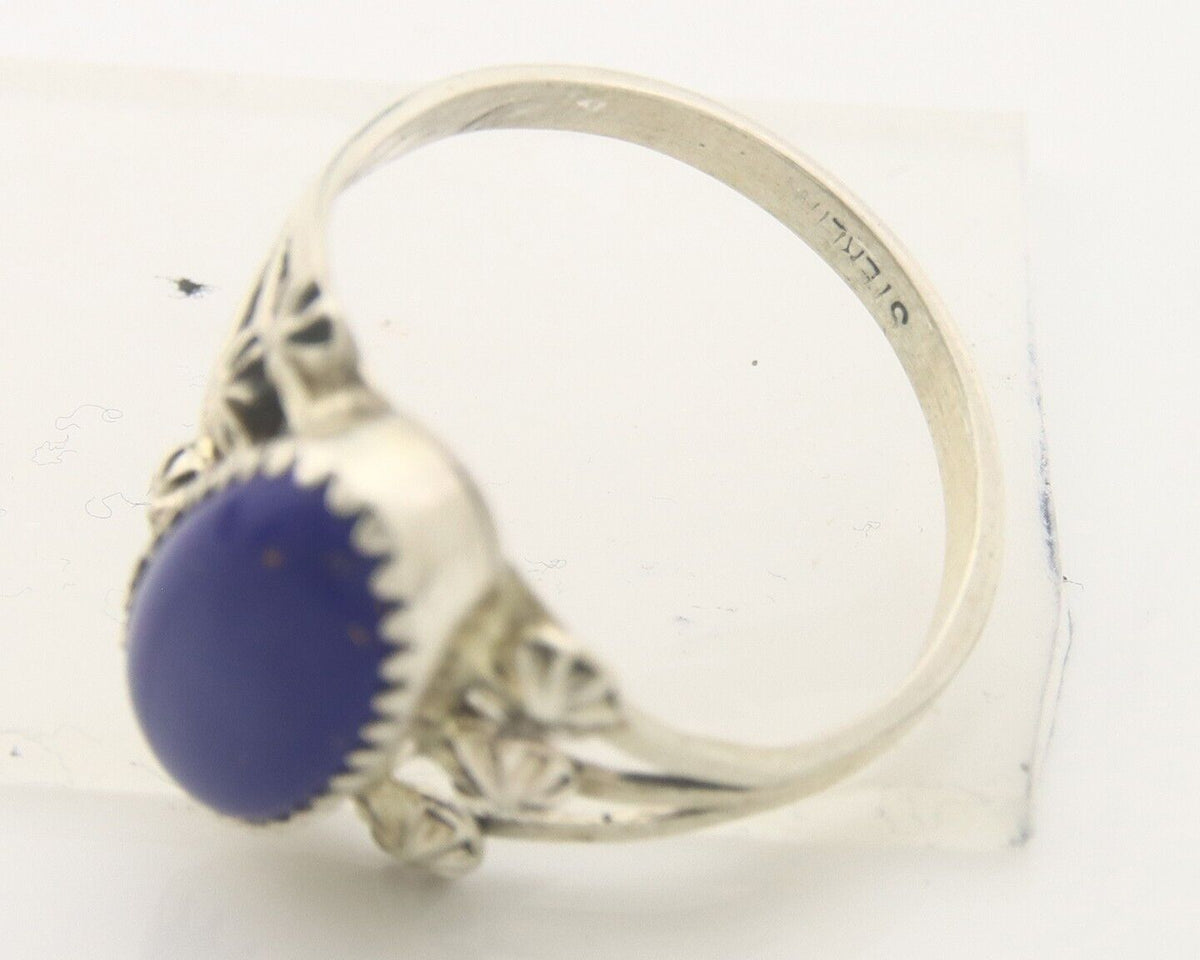 Navajo Ring 925 Sterling Natural Lapis Handmade Native Artist C.80's