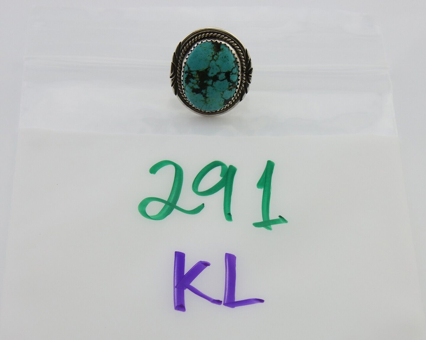 Navajo Ring 925 Silver Natural Spiderweb Turquoise Native Artist C.80's