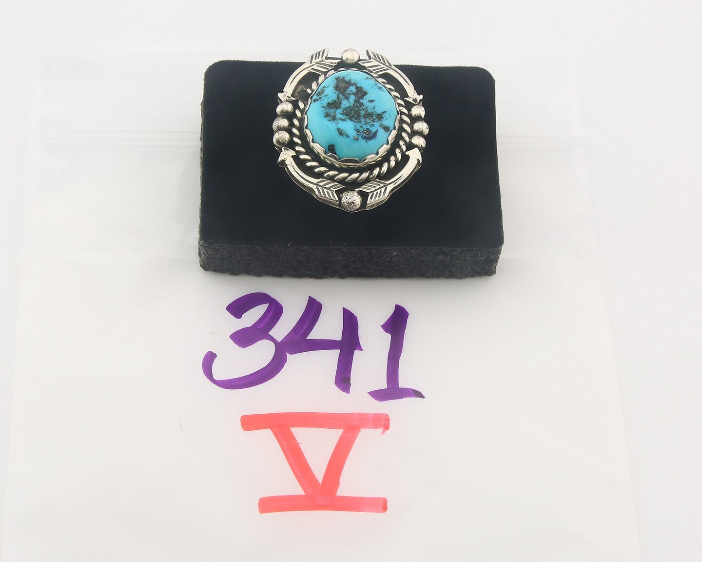 Vintage Navajo Ring 925 Sterling Authentic Turquoise Signed A Sz 10