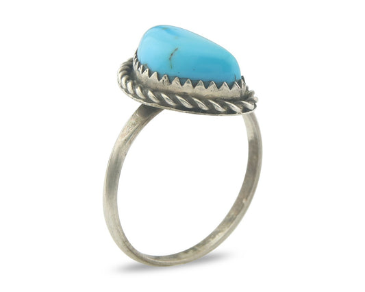Vintage Navajo Ring 925 Sterling Authentic Santa Rita Turquoise Size 9.0