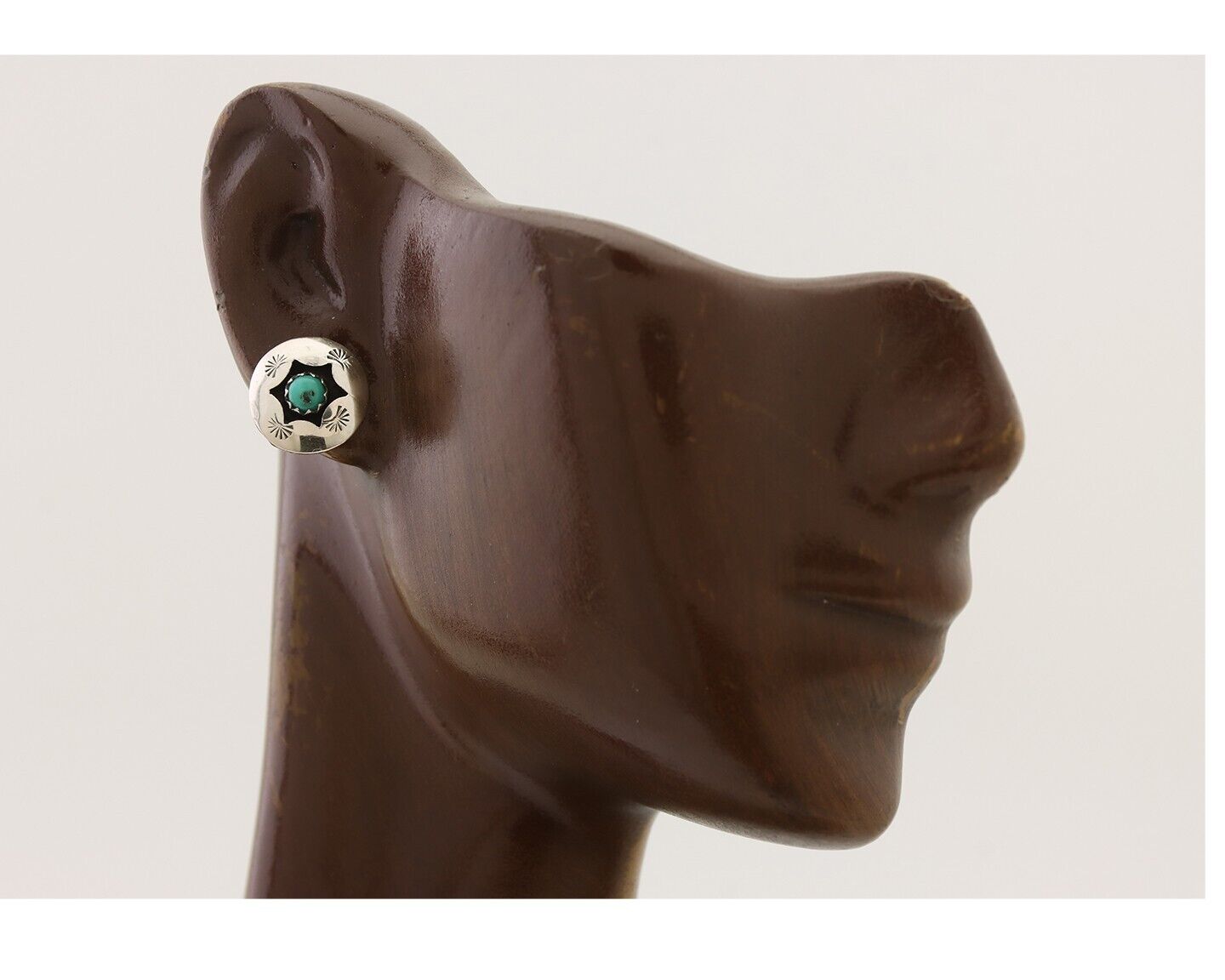 Navajo Handmade Earrings 925 Silver Natural Turquoise Native Artist C.80's