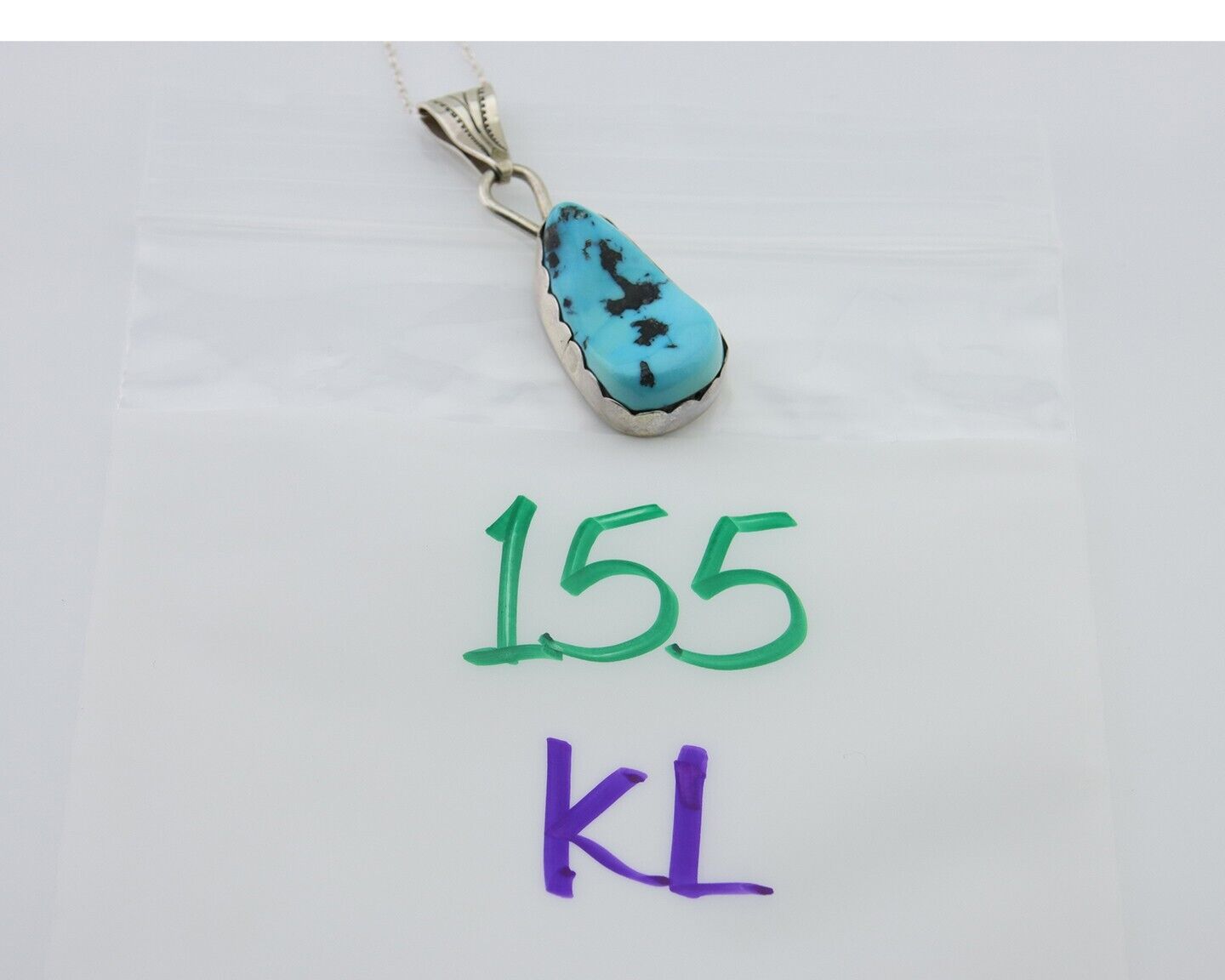 Navajo Necklace 925 Silver Blue Turquoise Artist Signed Tony Guerro C.80's