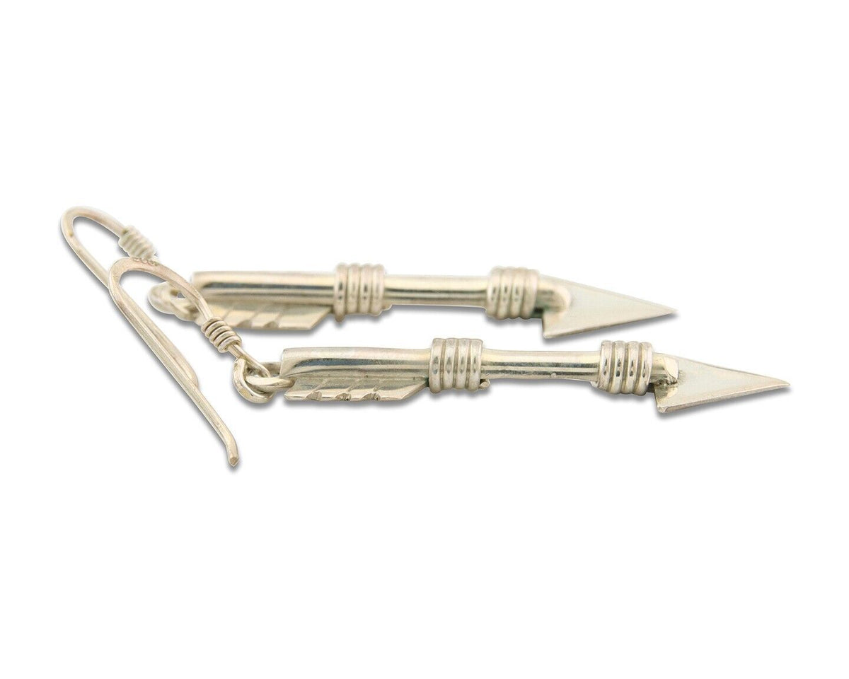 Navajo Handmade Arrow Earrings 925 Silver Artist Signed M C.80's