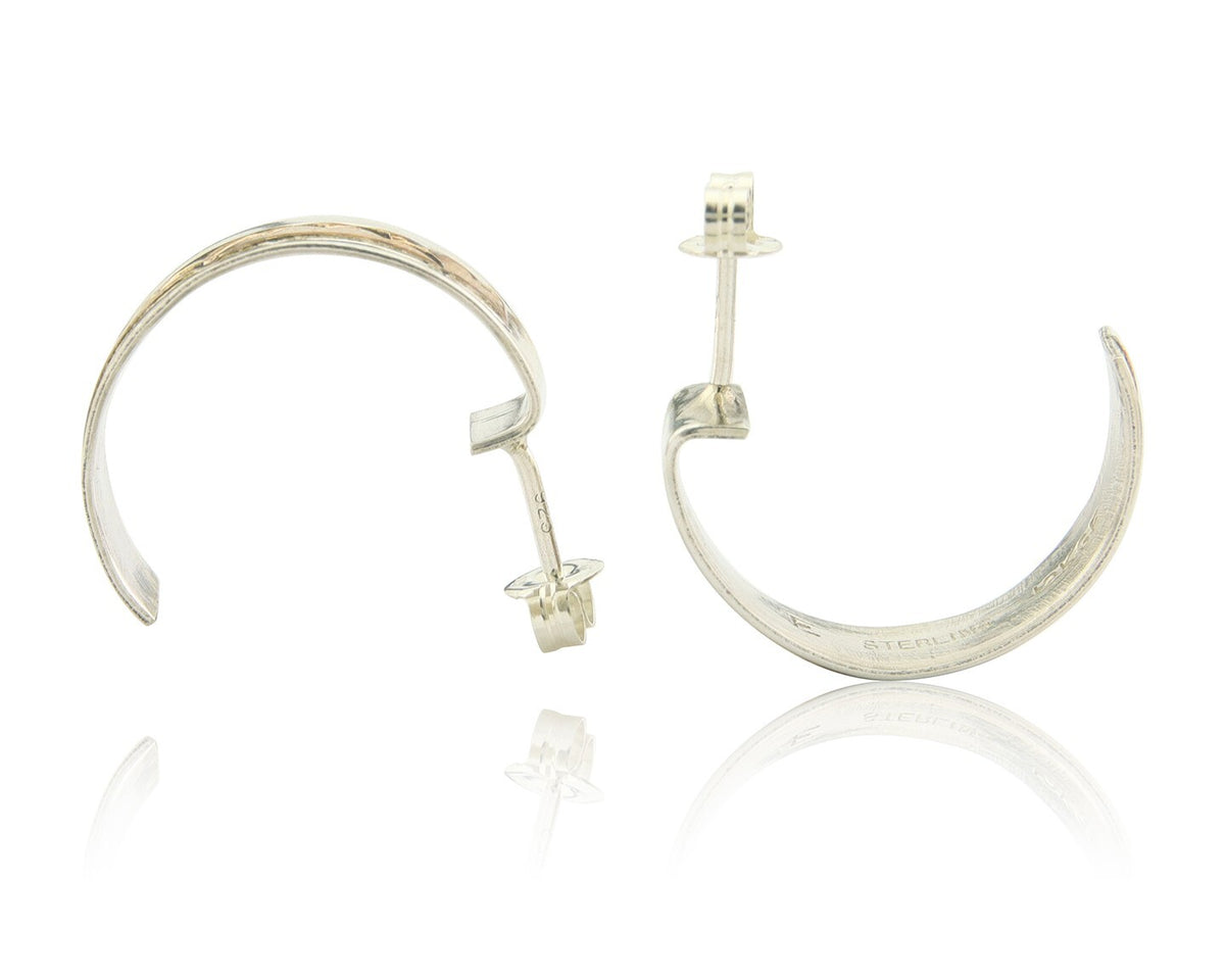 Navajo Hoop Earrings 925 Silver & Gold Artist Signed Randall Endito C.80's