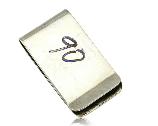 Navajo Money Clip .925 Silver & Nickle Hand Stamped Artist Native C.80's-90's