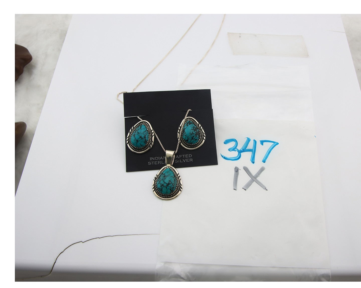 Navajo Necklace Earrings Set Sterling Silver Turquoise Vintage Signed Begay