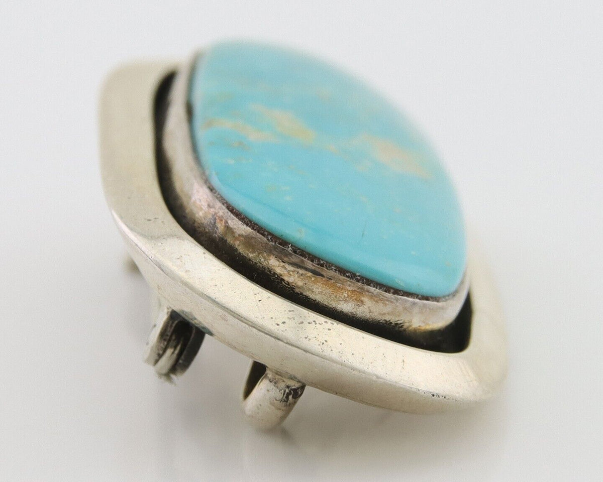 Navajo Pin Pendant 925 Silver Globe Turquoise Artist Signed Doug Zachary C.80's