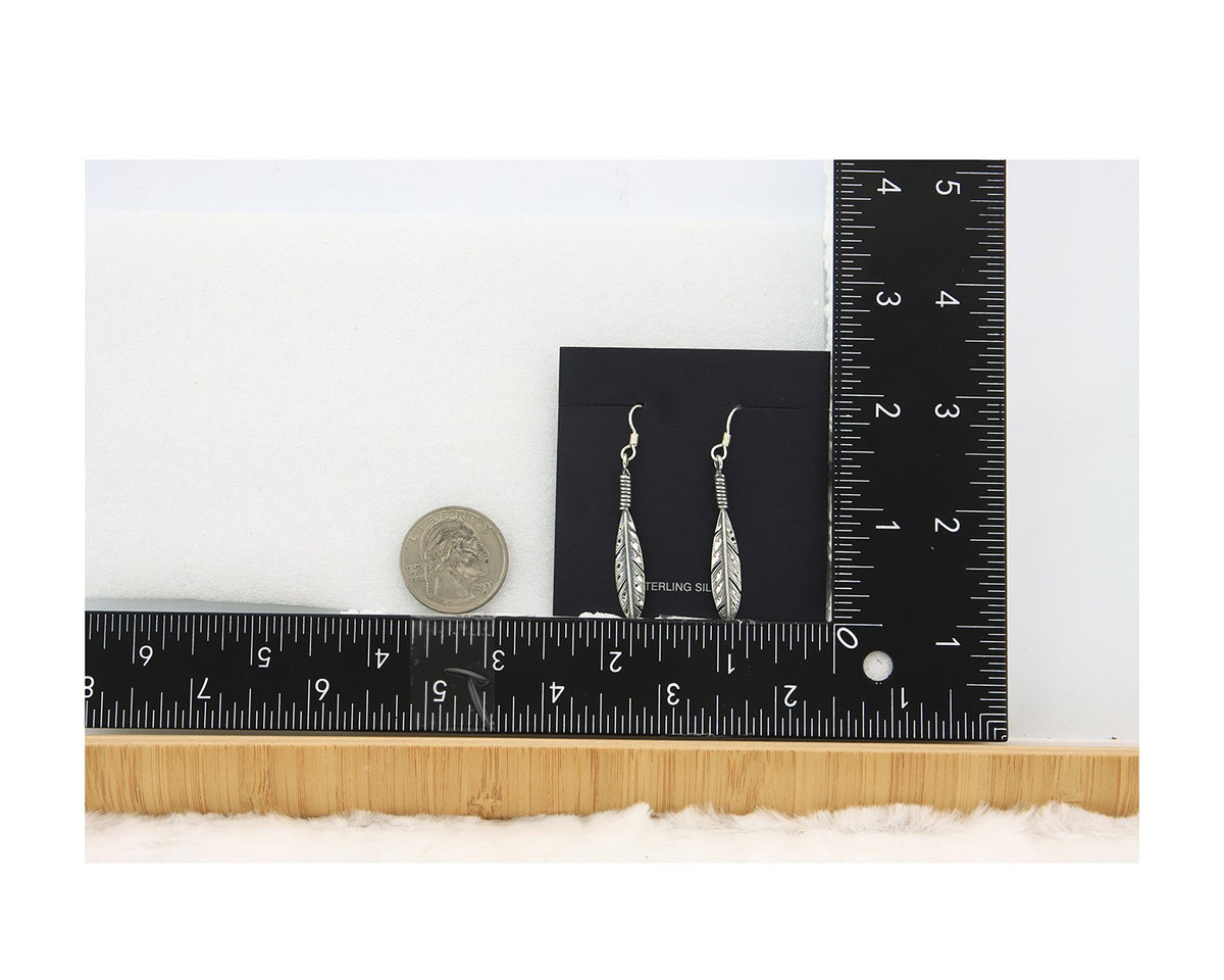 Navajo Eagle Feather Earrings Sterling Silver Dangle Vintage