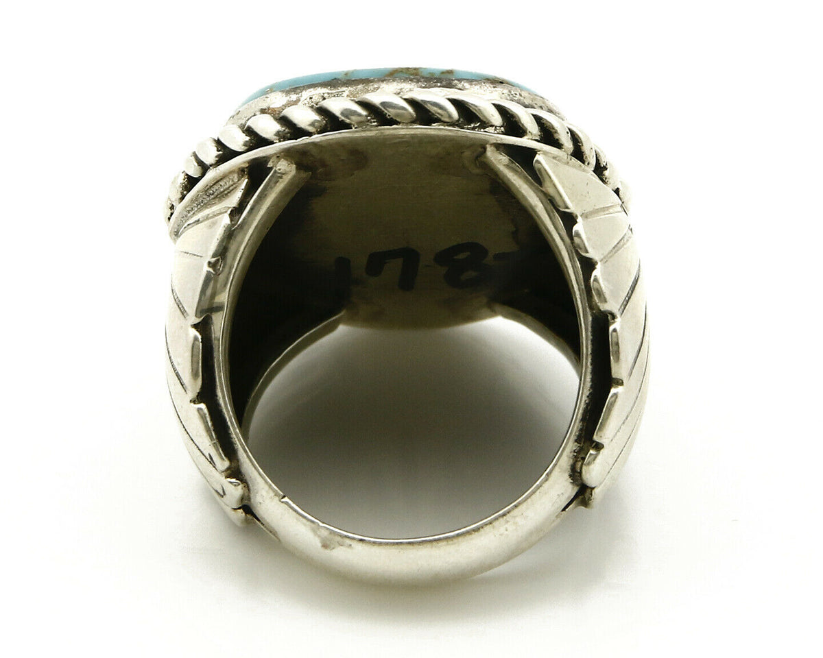 Navajo Ring .925 SOLID Silver Castle Dome Turquoise Signed Doug Zachary C.80's
