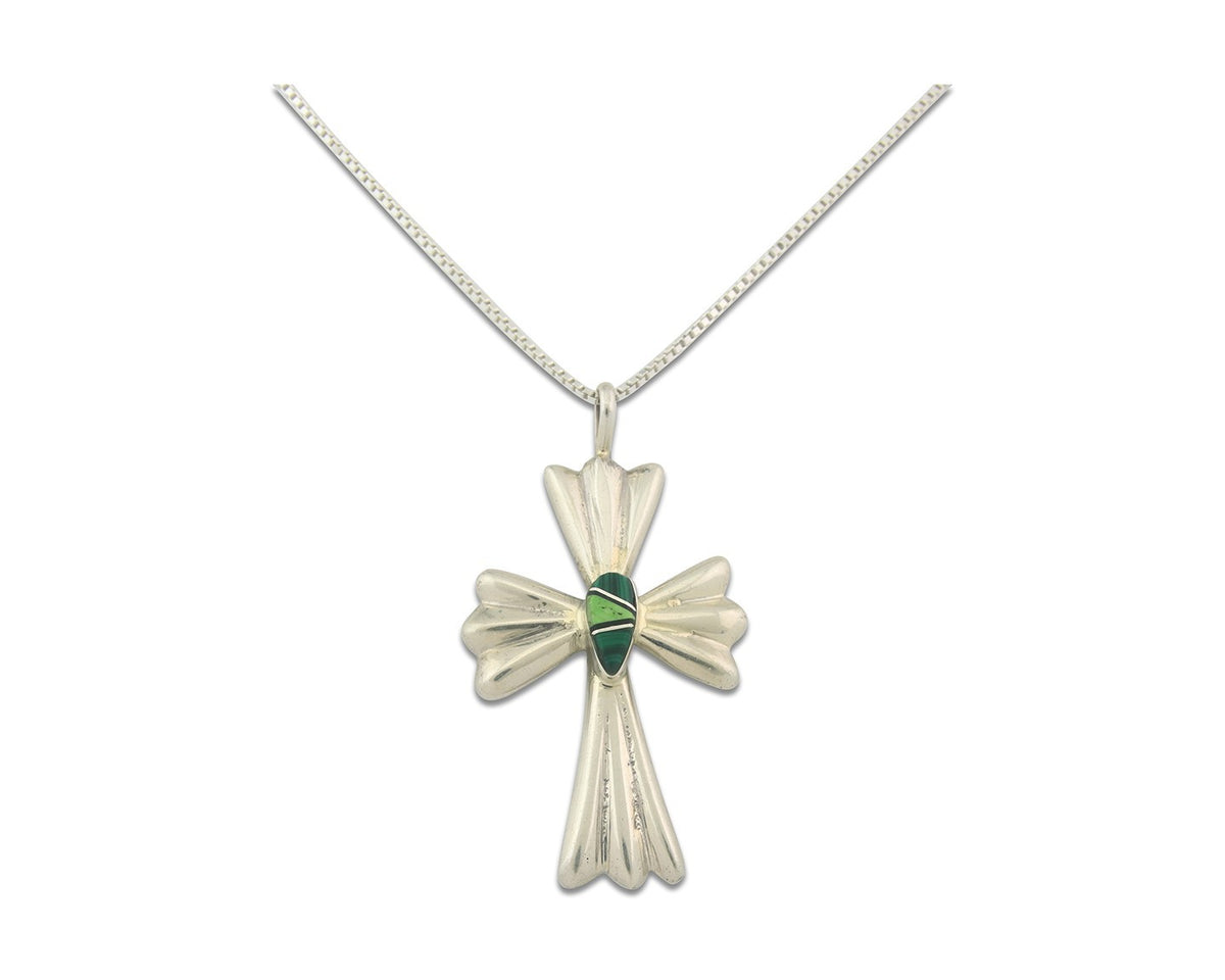 Navajo Cross Necklace Sterling Silver Authentic Natural Gemstones Signed M