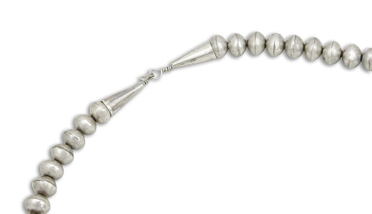 Navajo Signed PM OLD Pawn Museum Quality .925 Sterling Silver Squash Necklace