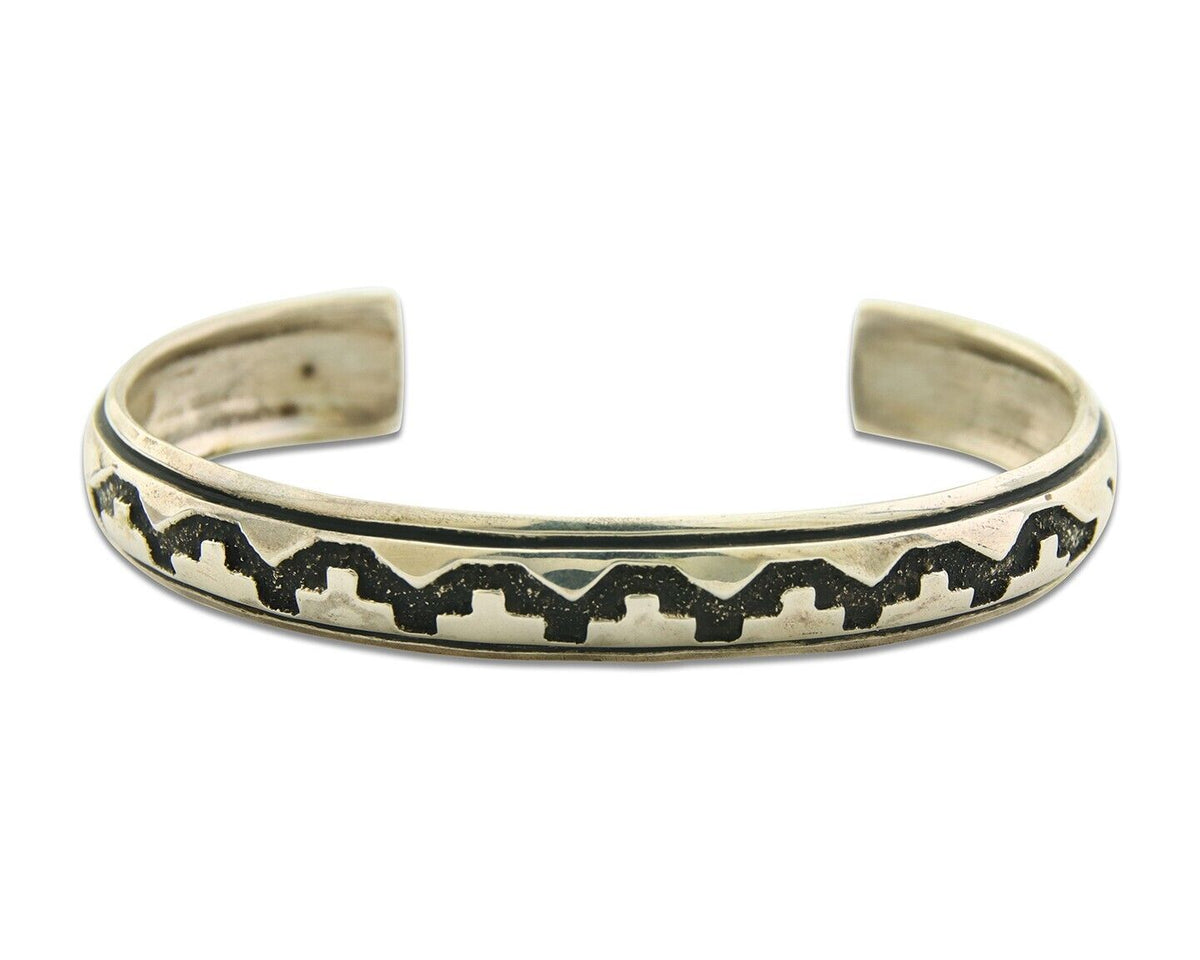 Navajo Bracelet 925 Silver Handmade Cuff Artist Signed Tommy Singer C.80's